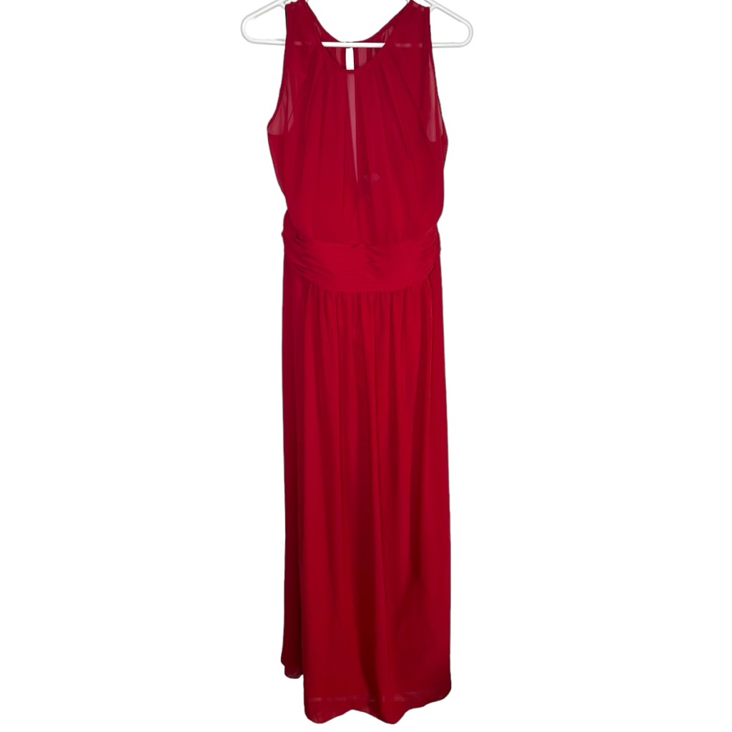 Bill Levkoff Bridesmaid Gown Dress Cranberry Red Chiffon Maxi Size 18 New